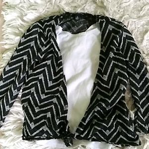 White tshirt with cardigan built in to it